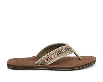 Sanuk Fraid So Eco Friendly Men's Flip Flops Khaki | Canada 286DFM